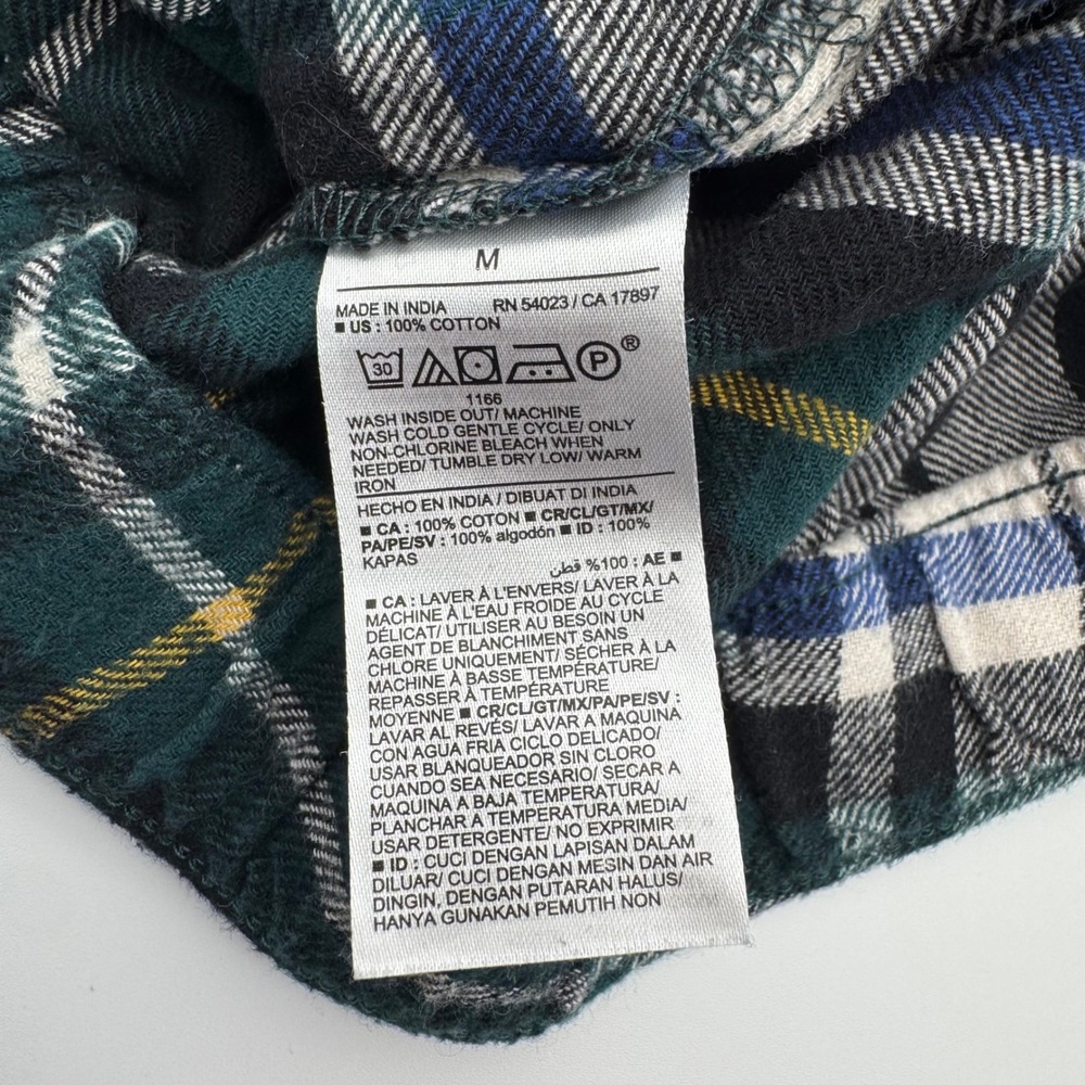 Old Navy Mens Plaid Flannel Pajama Pants Green Blue White Match The Fam Size M - Picture 2 of 4